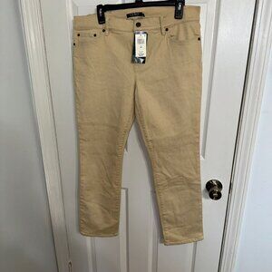 Lauren Ralph Lauren Womens Tan 14P Denim Jeans Straight Leg Mid-Rise NWT